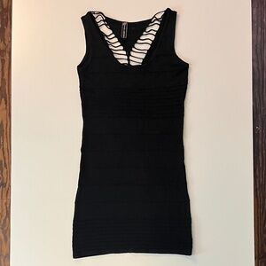 Black Poof Couture Crochet Back Bandage Dress